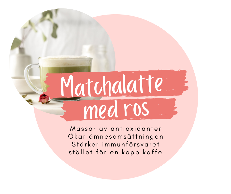 Matchalatte med rosenvatten har flera hälsofördelar.