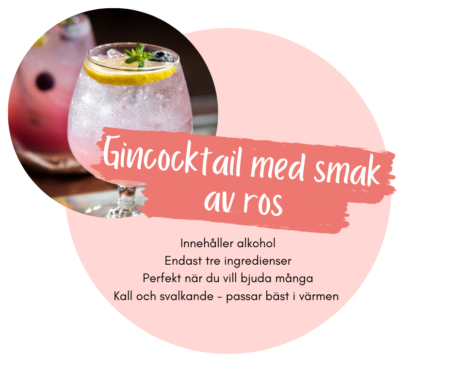 Gincocktail med rosenvatten kräver endast tre ingredienser och är en perfekt svalkande sommardrink.